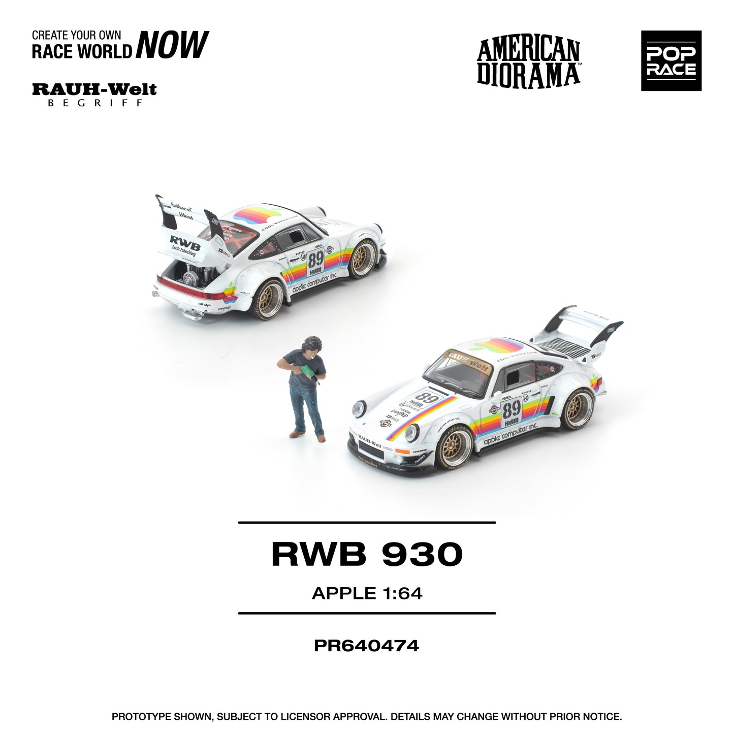 Pop Race - Pre-Order - RWB 930 Apple mit Figur American Diorama - PR640474