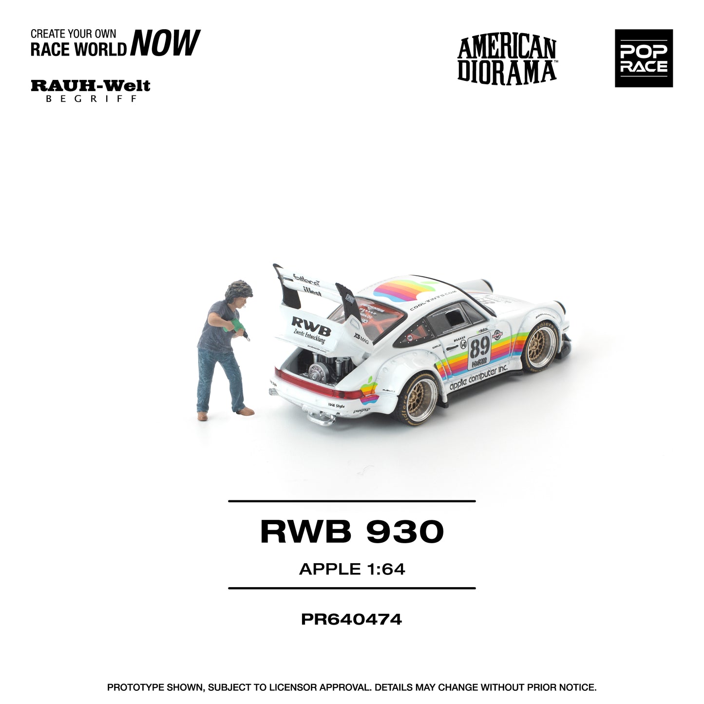 Pop Race - Pre-Order - RWB 930 Apple mit Figur American Diorama - PR640474