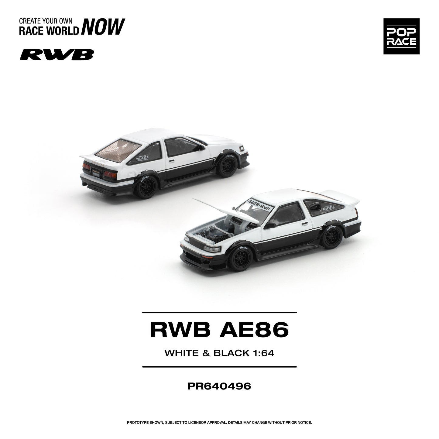 Pop Race - Pre-Order - RWB AE86, White & Black - PR640496