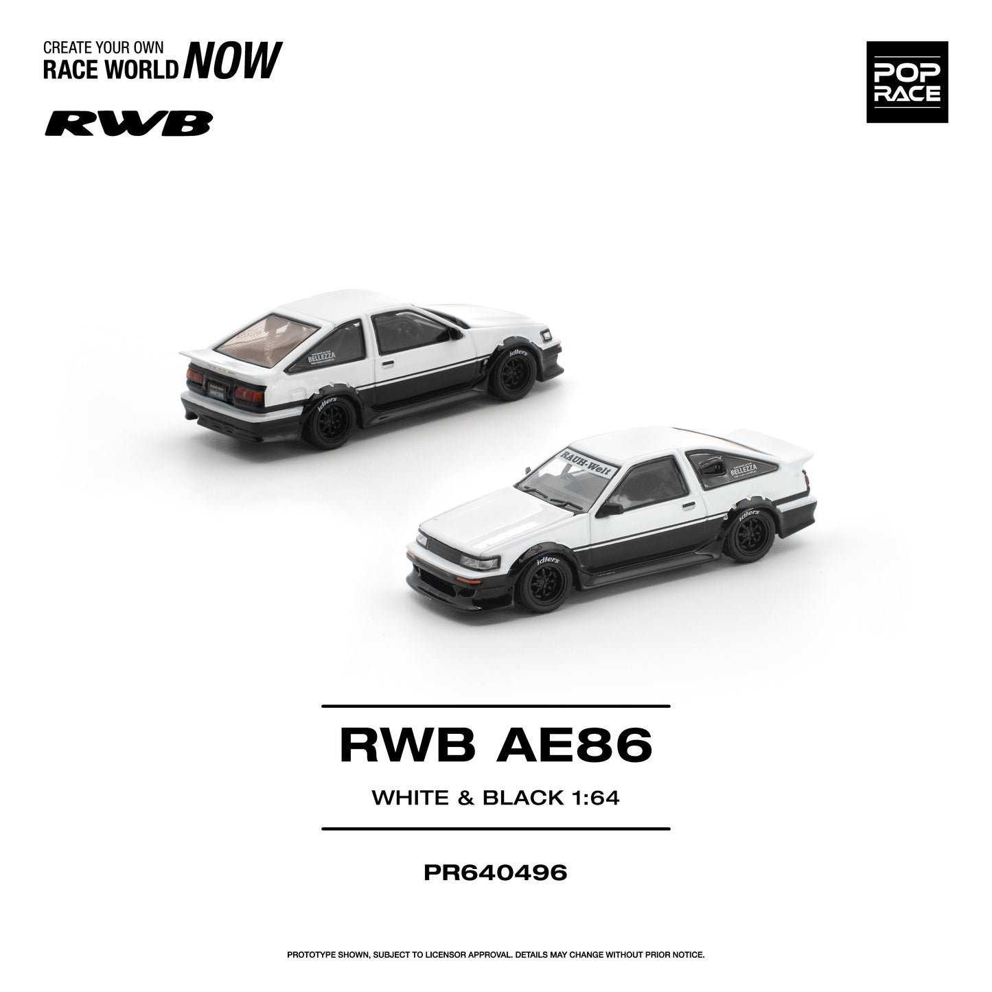 Pop Race - Pre-Order - RWB AE86, White & Black - PR640496