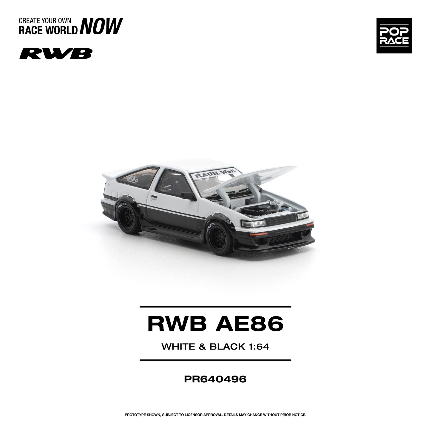 Pop Race - Pre-Order - RWB AE86, White & Black - PR640496