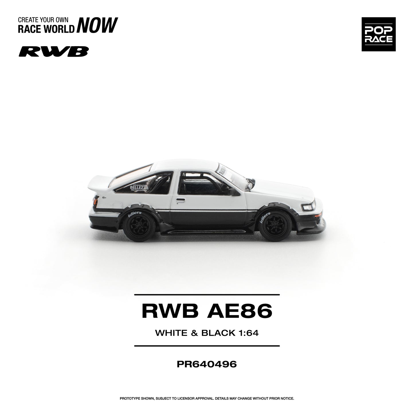 Pop Race - Pre-Order - RWB AE86, White & Black - PR640496