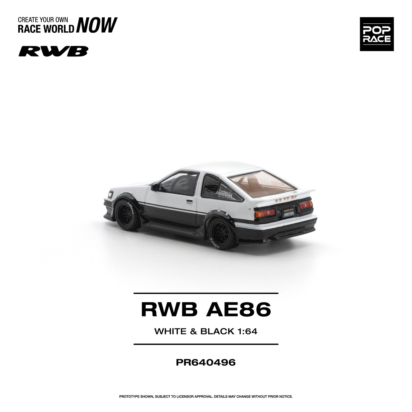 Pop Race - Pre-Order - RWB AE86, White & Black - PR640496