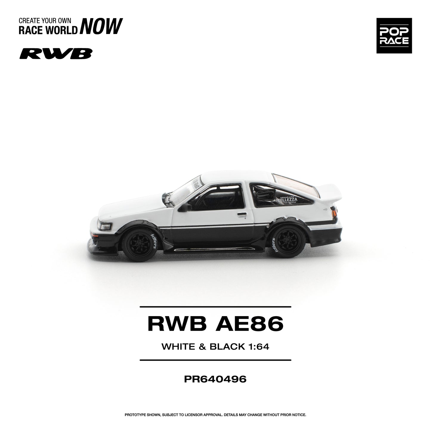 Pop Race - Pre-Order - RWB AE86, White & Black - PR640496