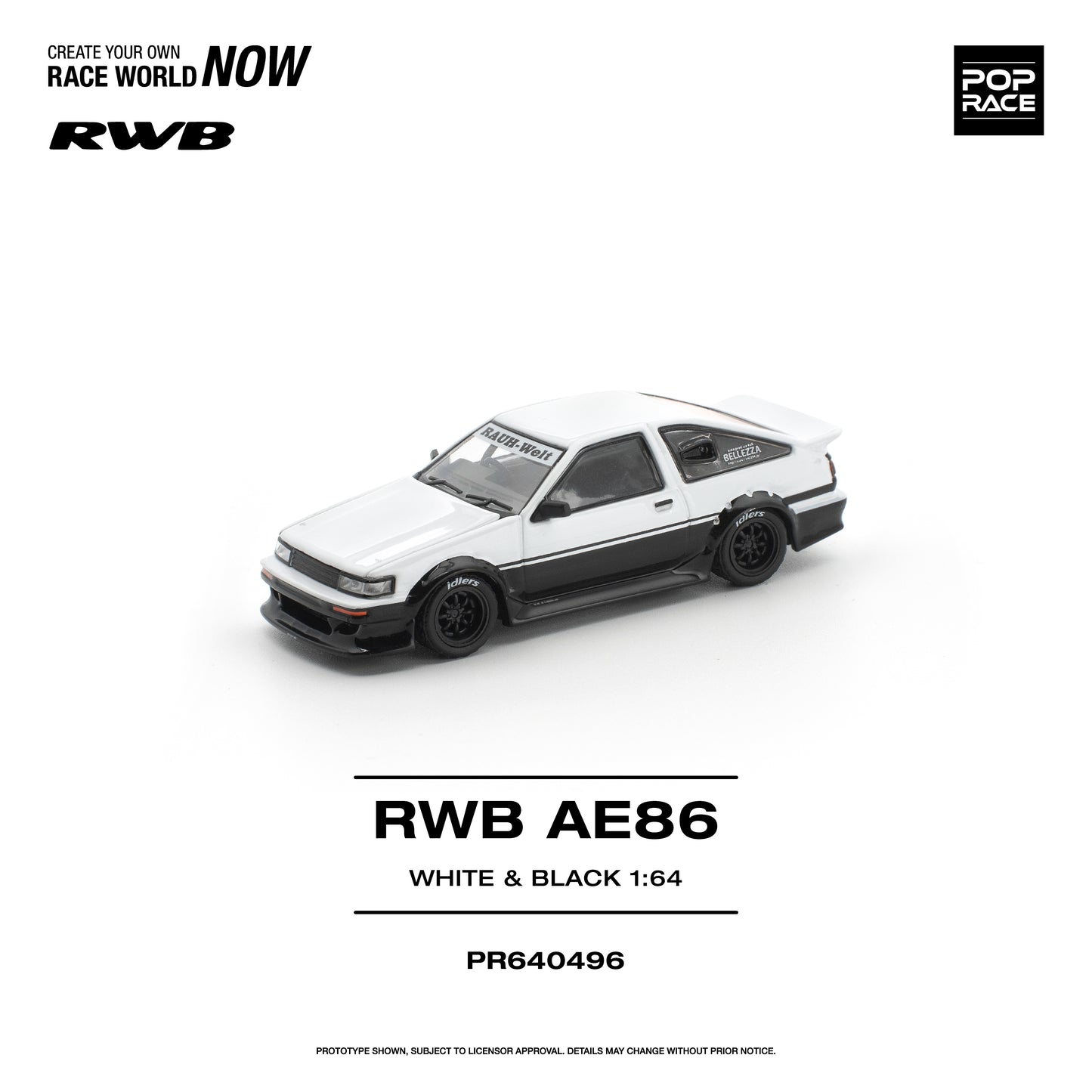Pop Race - Pre-Order - RWB AE86, White & Black - PR640496