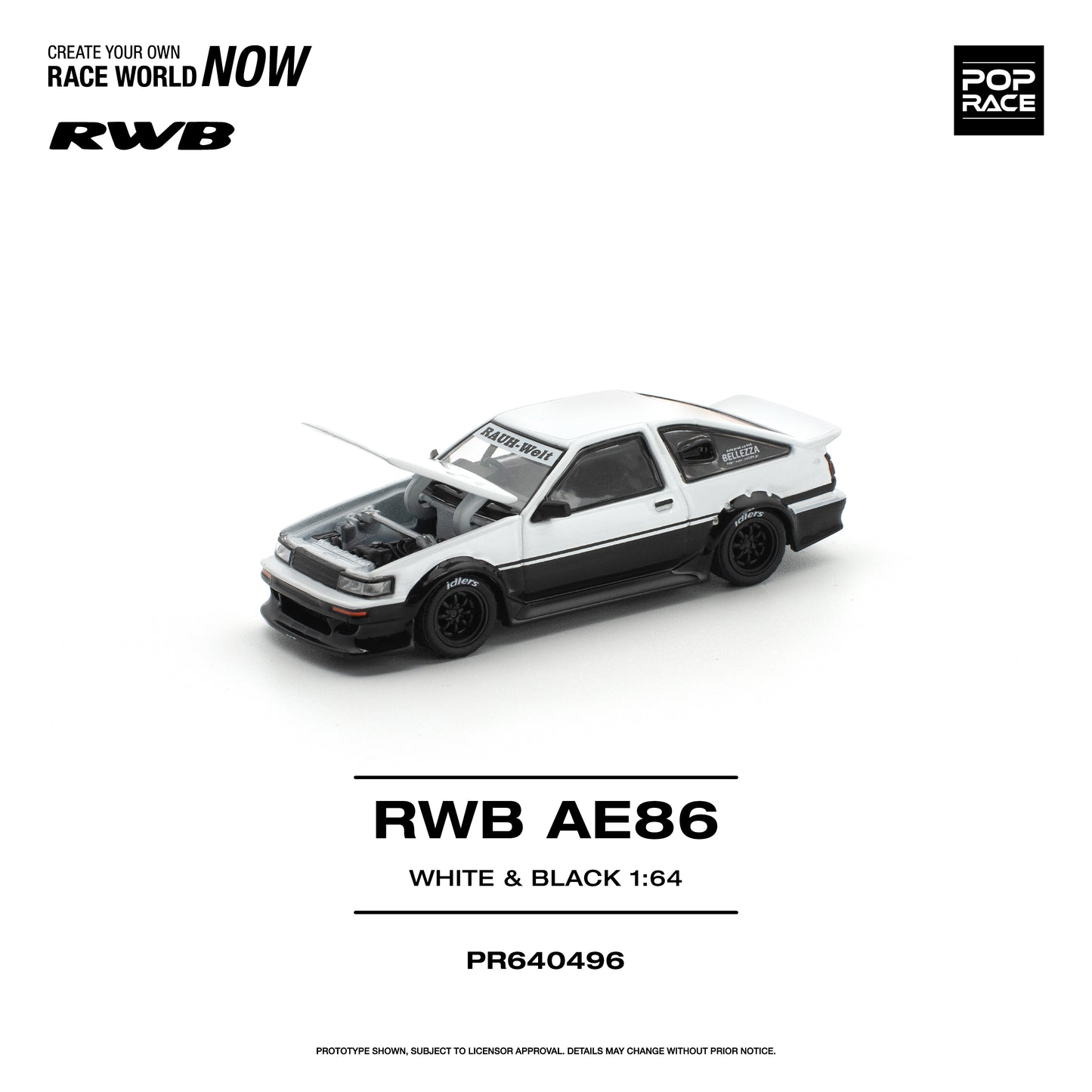 Pop Race - Pre-Order - RWB AE86, White & Black - PR640496