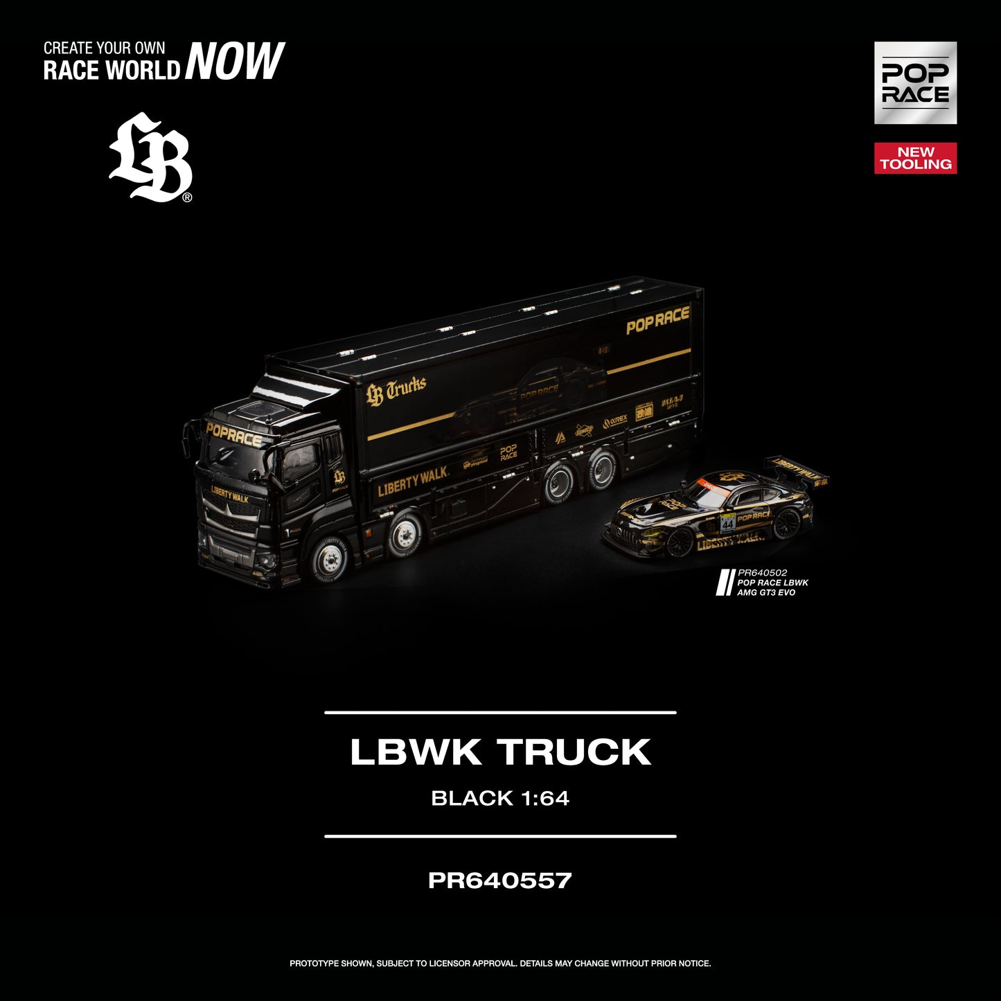 Pop Race - Pre-Order - LBWK Set - Truck, AMG GT3 EVO & Race Crew - PR640502 / PR64557 / PR64567