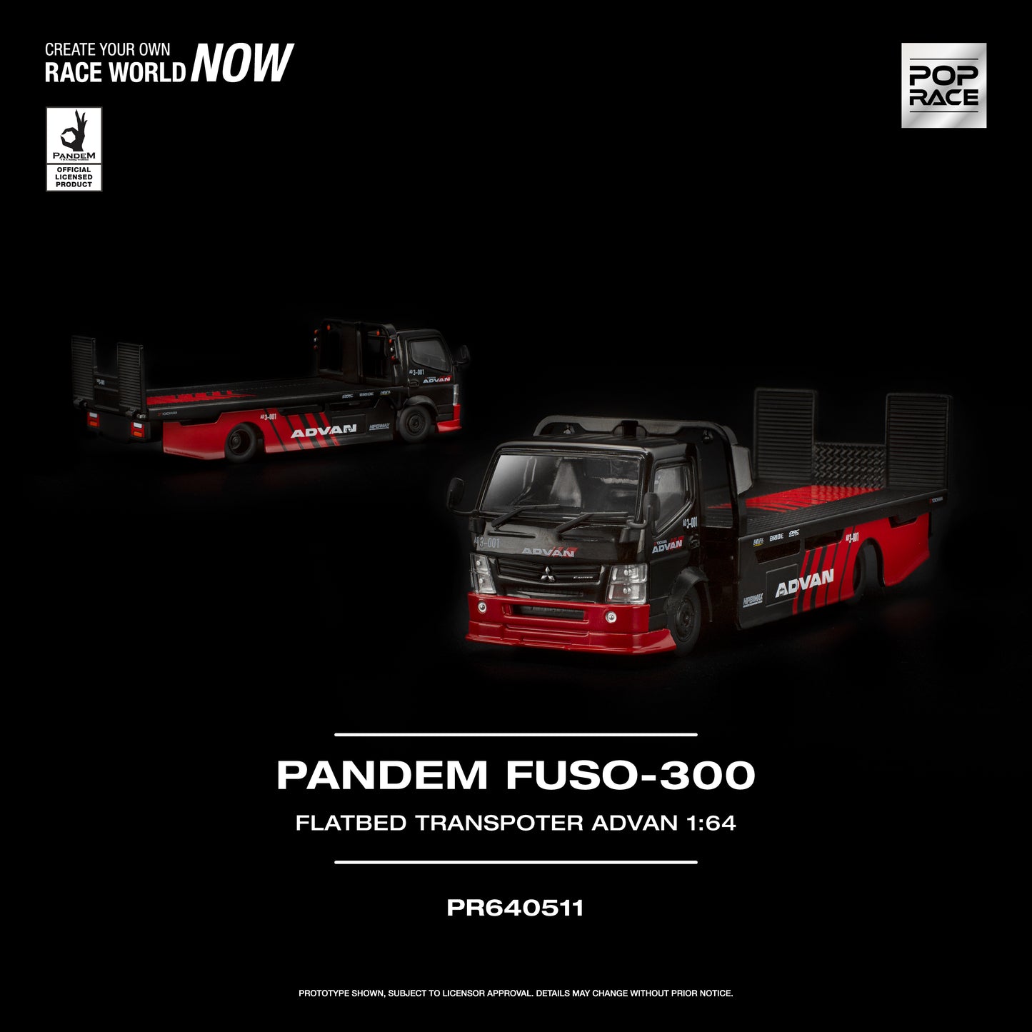 Pop Race - Pre-Order - Pandem Fuso-300 Flatbed Transprter Advan - PR640511