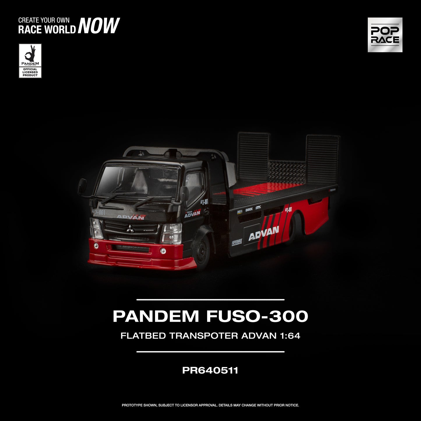 Pop Race - Pre-Order - Pandem Fuso-300 Flatbed Transprter Advan - PR640511