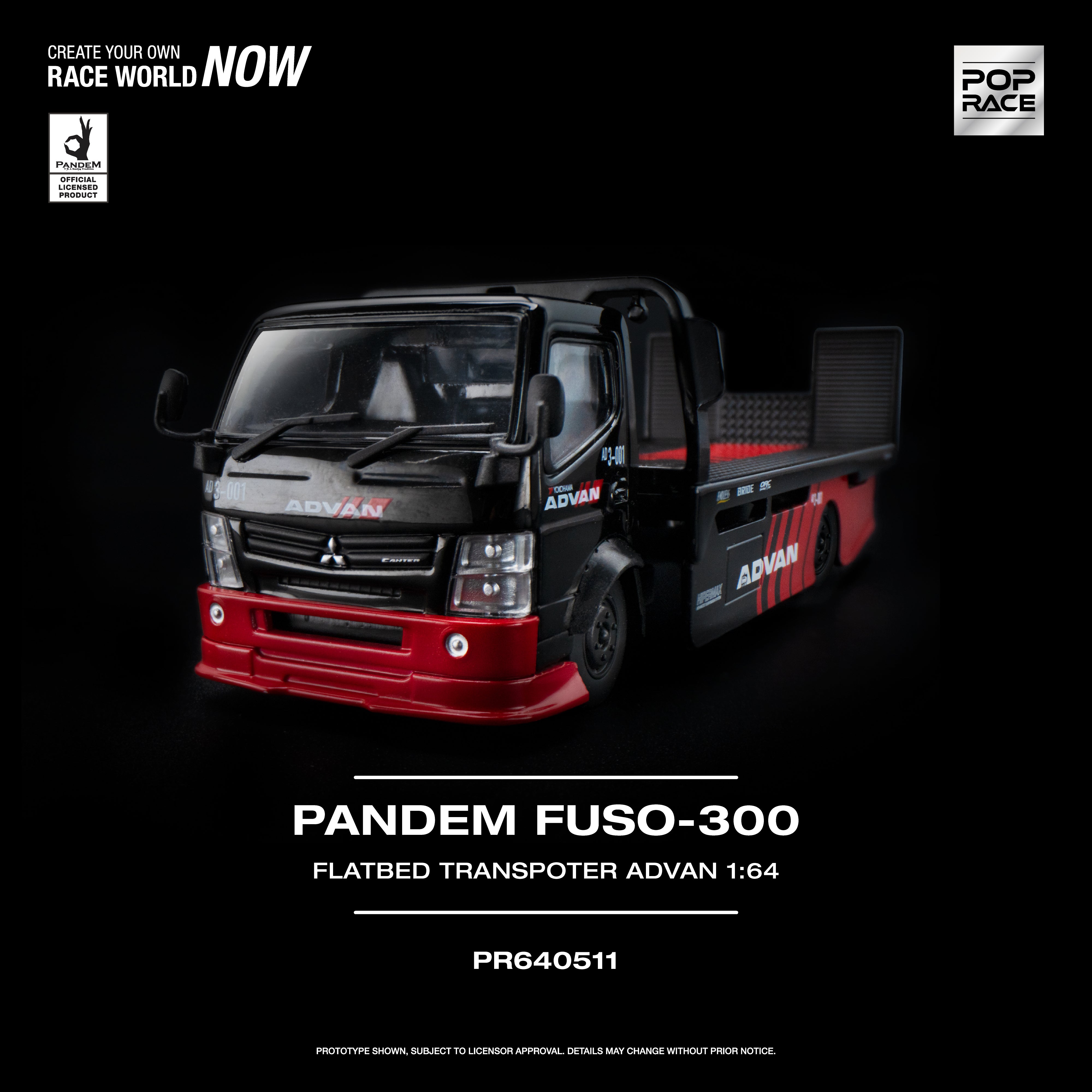 Pop Race - Pre-Order - Pandem Fuso-300 Flatbed Transprter Advan - PR640511