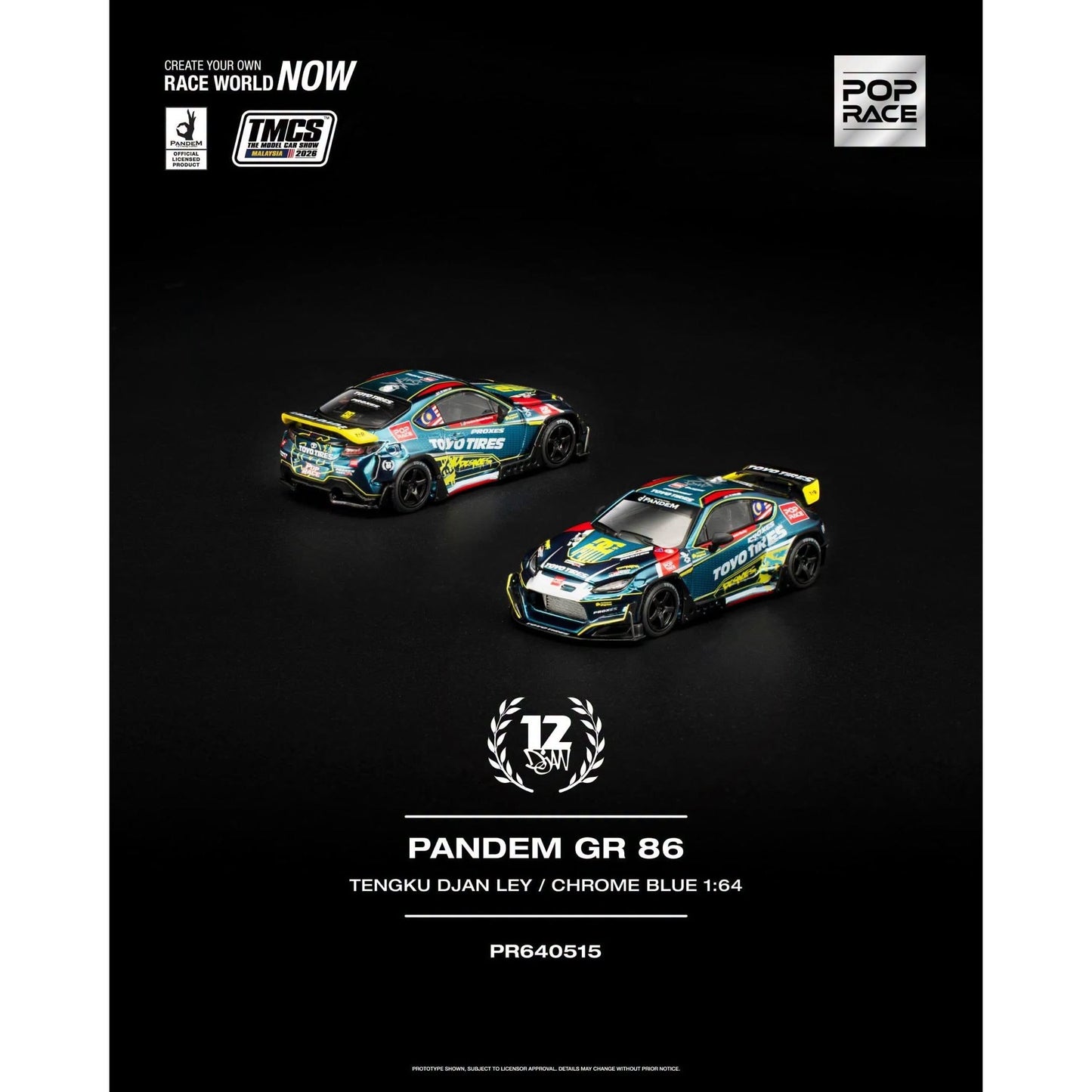 Pop Race - Pre-Order - PANDEM GR86 TENGKU DJAN LEY Chrome Blue - TMCS2026 Event Model - PR640515