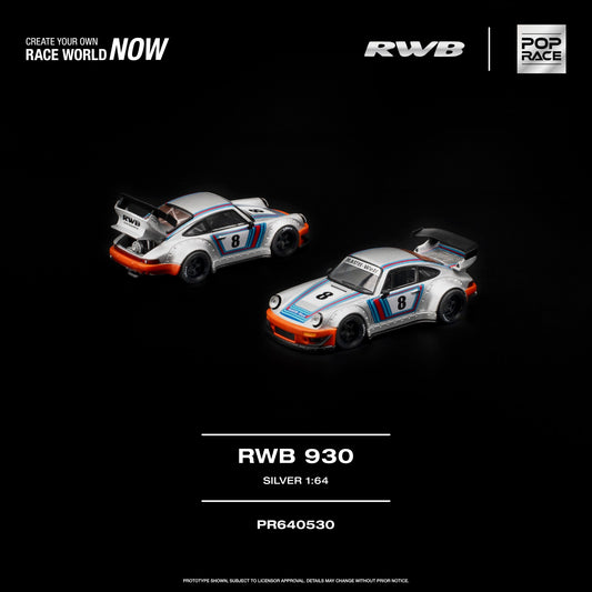 Pop Race - Pre-Order - RWB 930, silver - PR640530