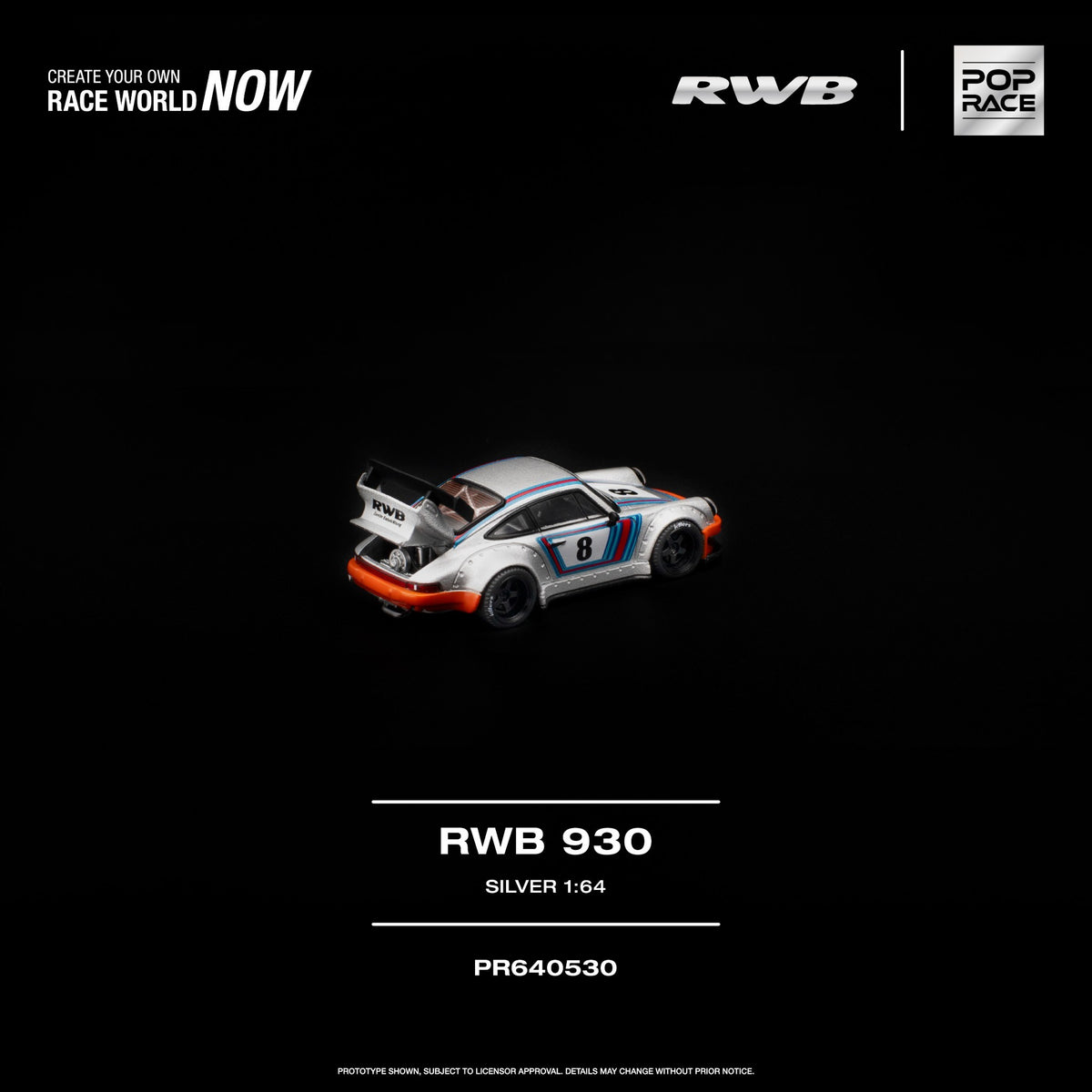Pop Race - Pre-Order - RWB 930, silver - PR640530