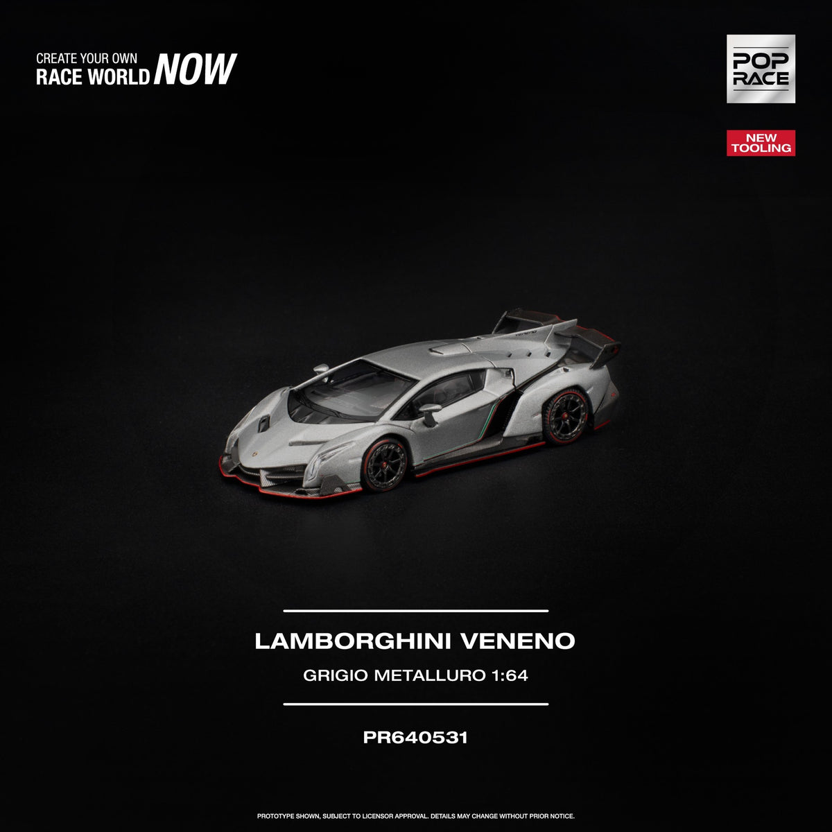 Pop Race - Pre-Order - Lamborghini Veneno, Grigio Metalluro - PR640531