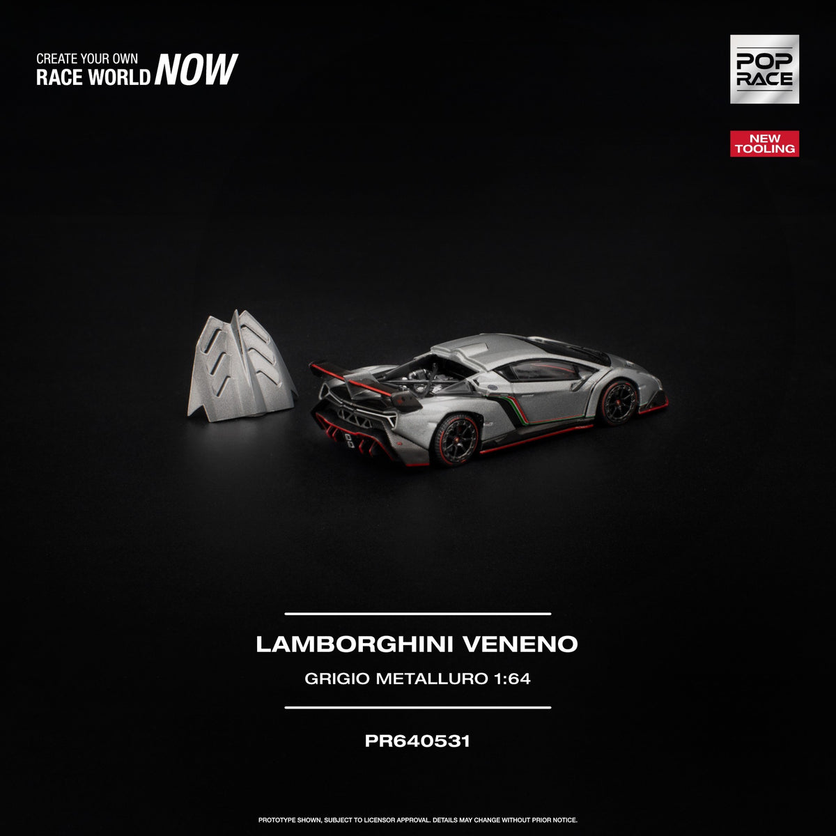 Pop Race - Pre-Order - Lamborghini Veneno, Grigio Metalluro - PR640531
