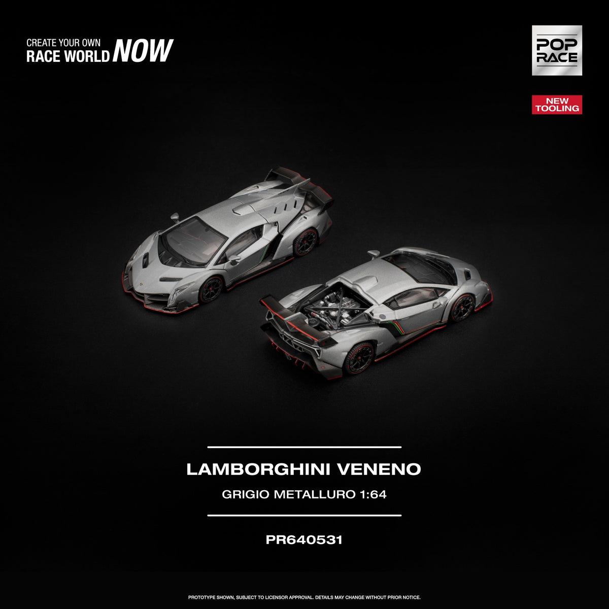 Pop Race - Pre-Order - Lamborghini Veneno, Grigio Metalluro - PR640531