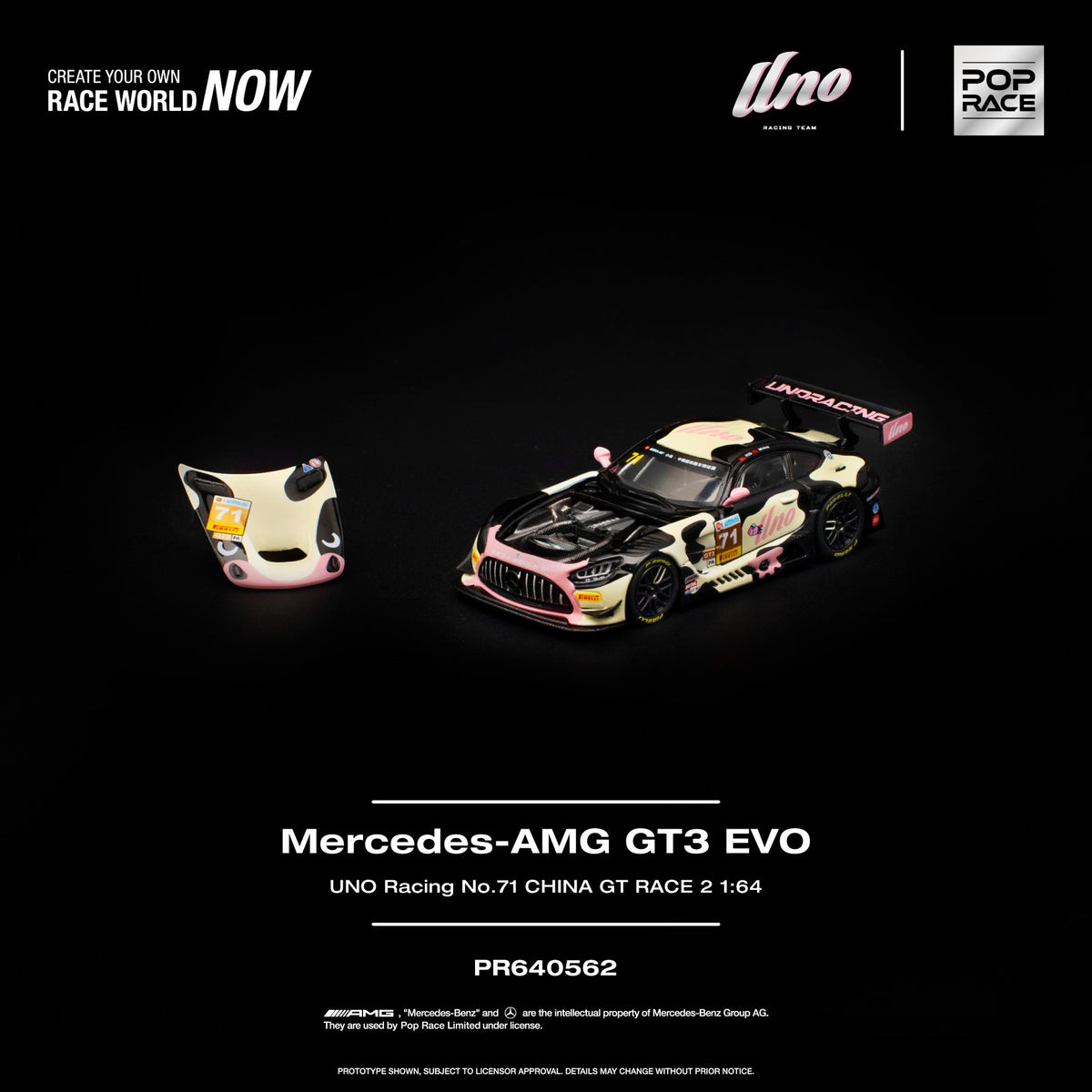 Pop Race - Pre-Order - Mercedes-AMG GT3 EVO "Mumu" - UNO Racing No.71 China GT Race 2 - PR640562