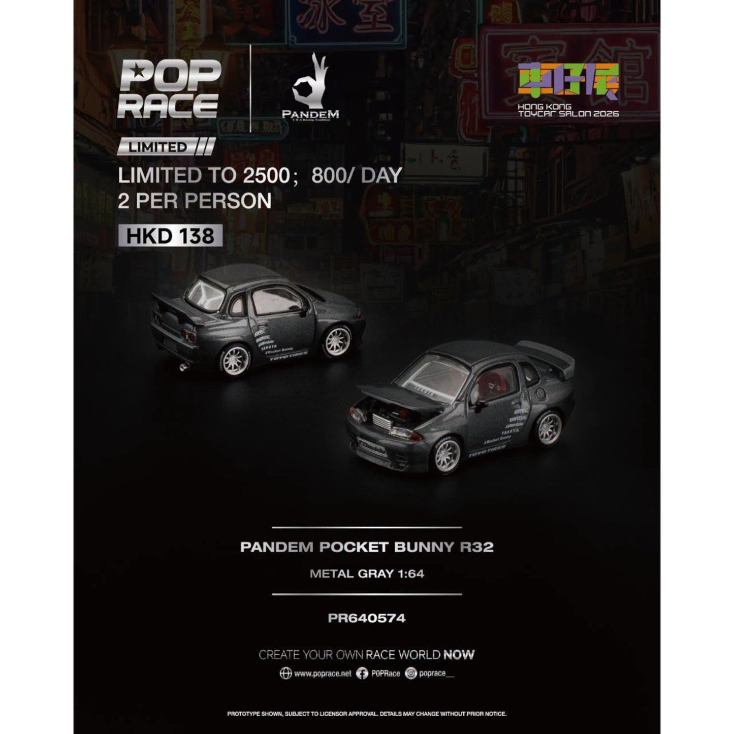 Pop Race - Pre-Order - Pandem Rocket Bunny R32 - Hong Kong ToyCar Salon 2026 - PR640574