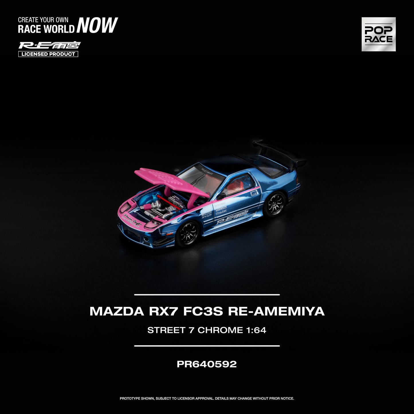 Pop Race - Pre-Order - Mazda RX7 (FC3S) Re-Amemiya Street7, chrome - PR640592