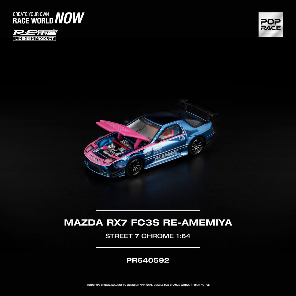 Pop Race - Pre-Order - Mazda RX7 (FC3S) Re-Amemiya Street7, chrome - PR640592