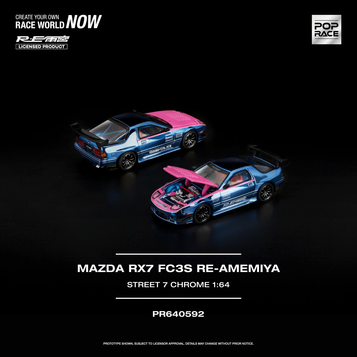 Pop Race - Pre-Order - Mazda RX7 (FC3S) Re-Amemiya Street7, chrome - PR640592