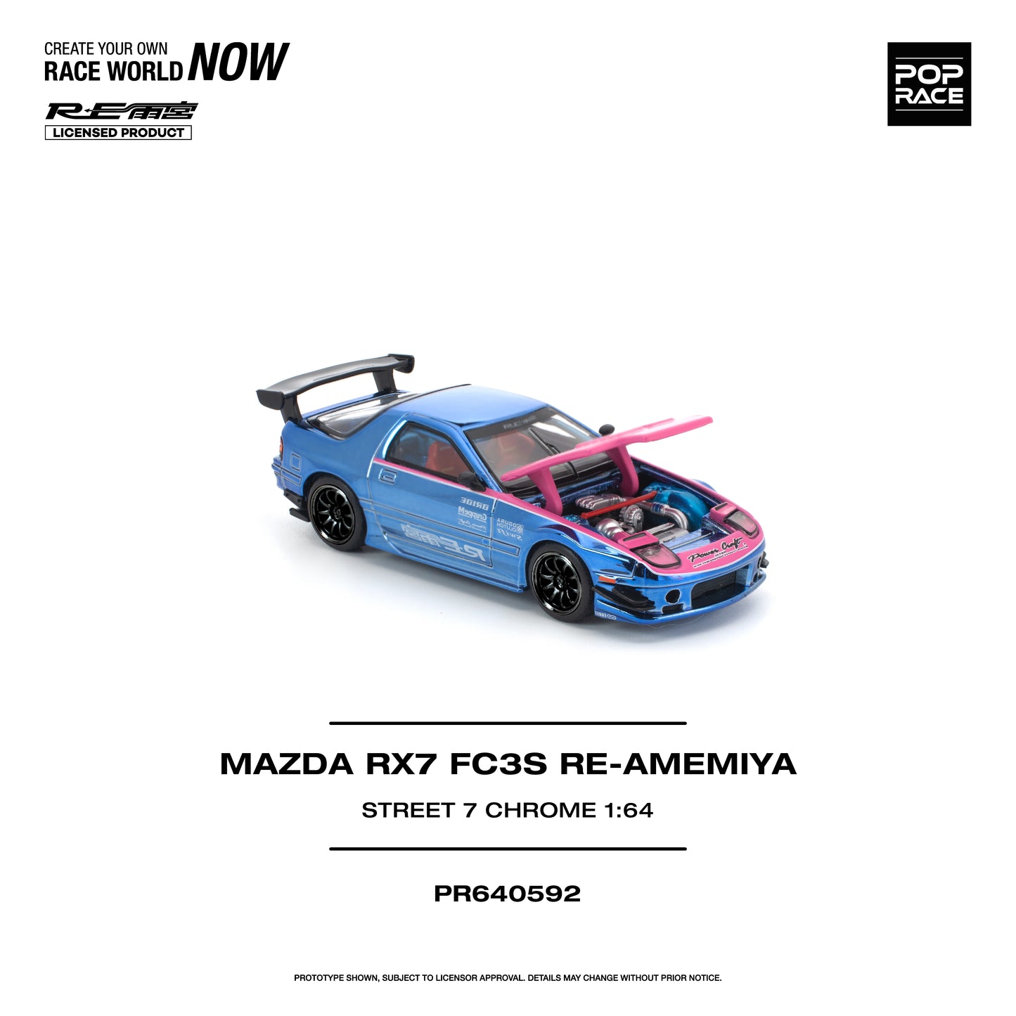Pop Race - Pre-Order - Mazda RX7 (FC3S) Re-Amemiya Street7, chrome - PR640592
