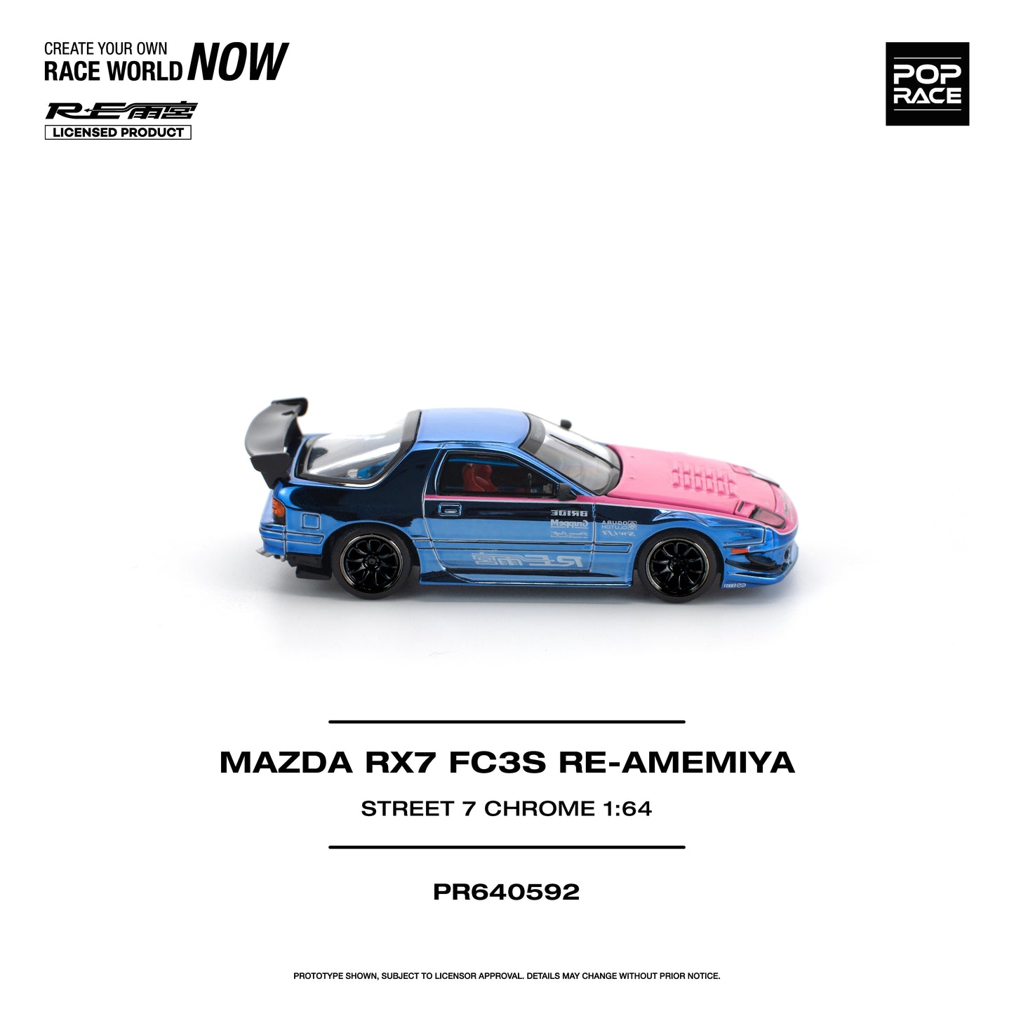 Pop Race - Pre-Order - Mazda RX7 (FC3S) Re-Amemiya Street7, chrome - PR640592