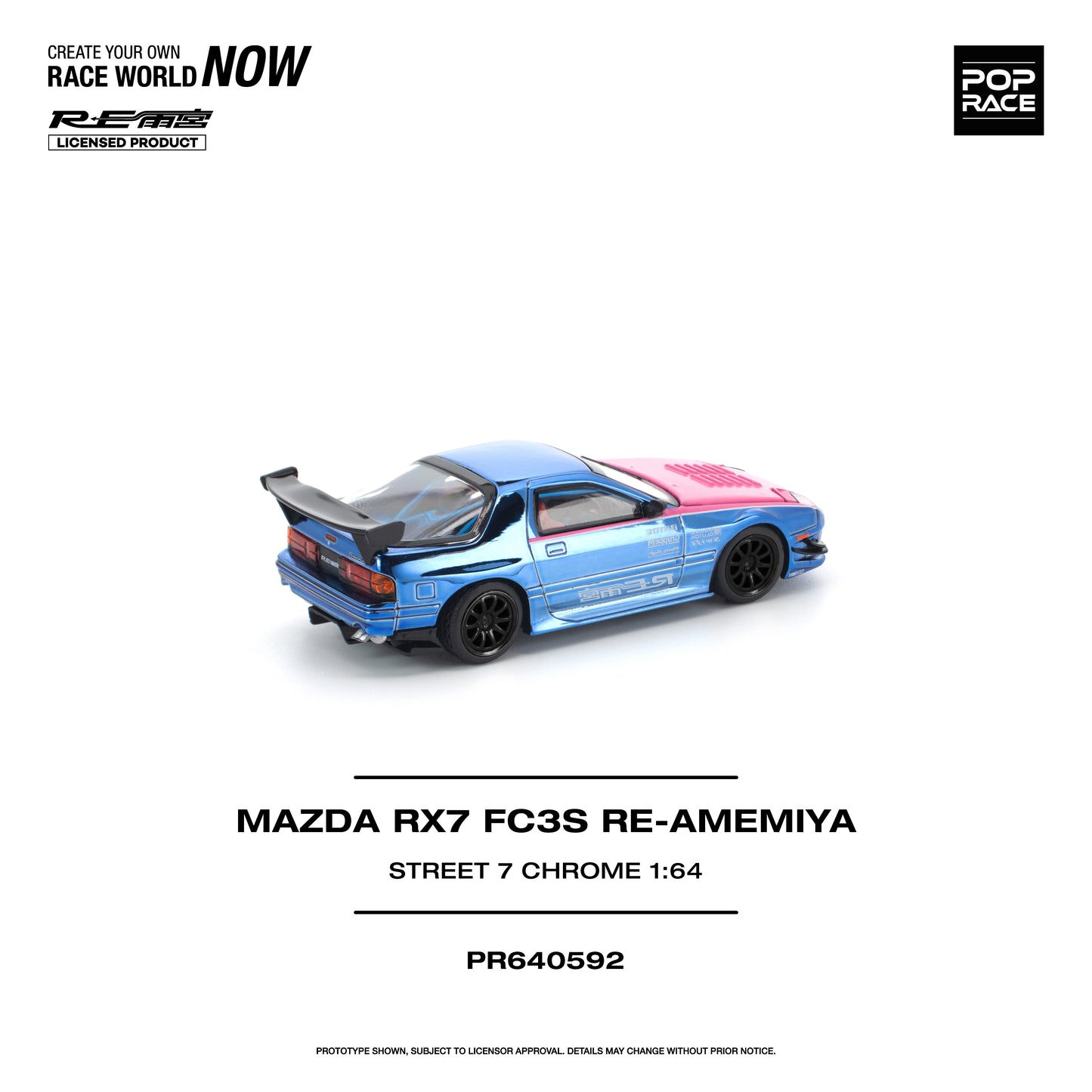 Pop Race - Pre-Order - Mazda RX7 (FC3S) Re-Amemiya Street7, chrome - PR640592