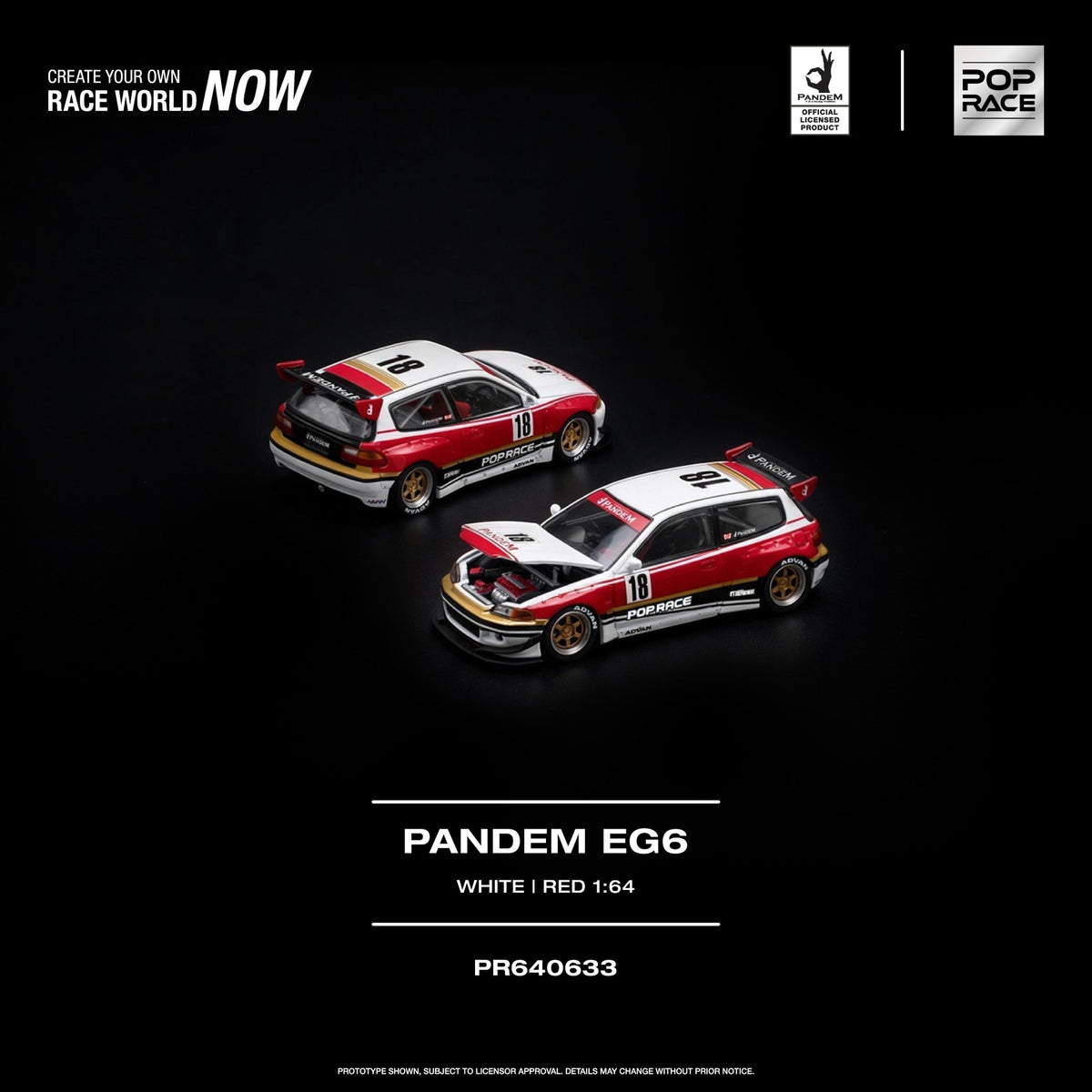 Pop Race - Pre-Order - Pandem EG6, white/red - PR640633