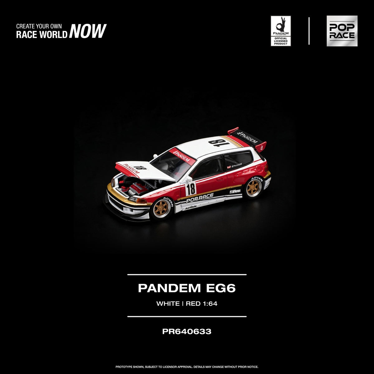 Pop Race - Pre-Order - Pandem EG6, white/red - PR640633
