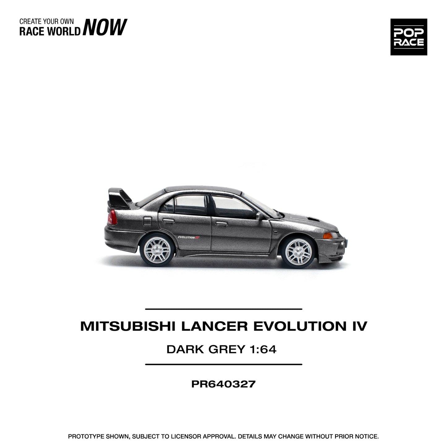 Pop Race - Pre-Order - Mitsubishi Lancer Evolution IV, dark grey - PR640327