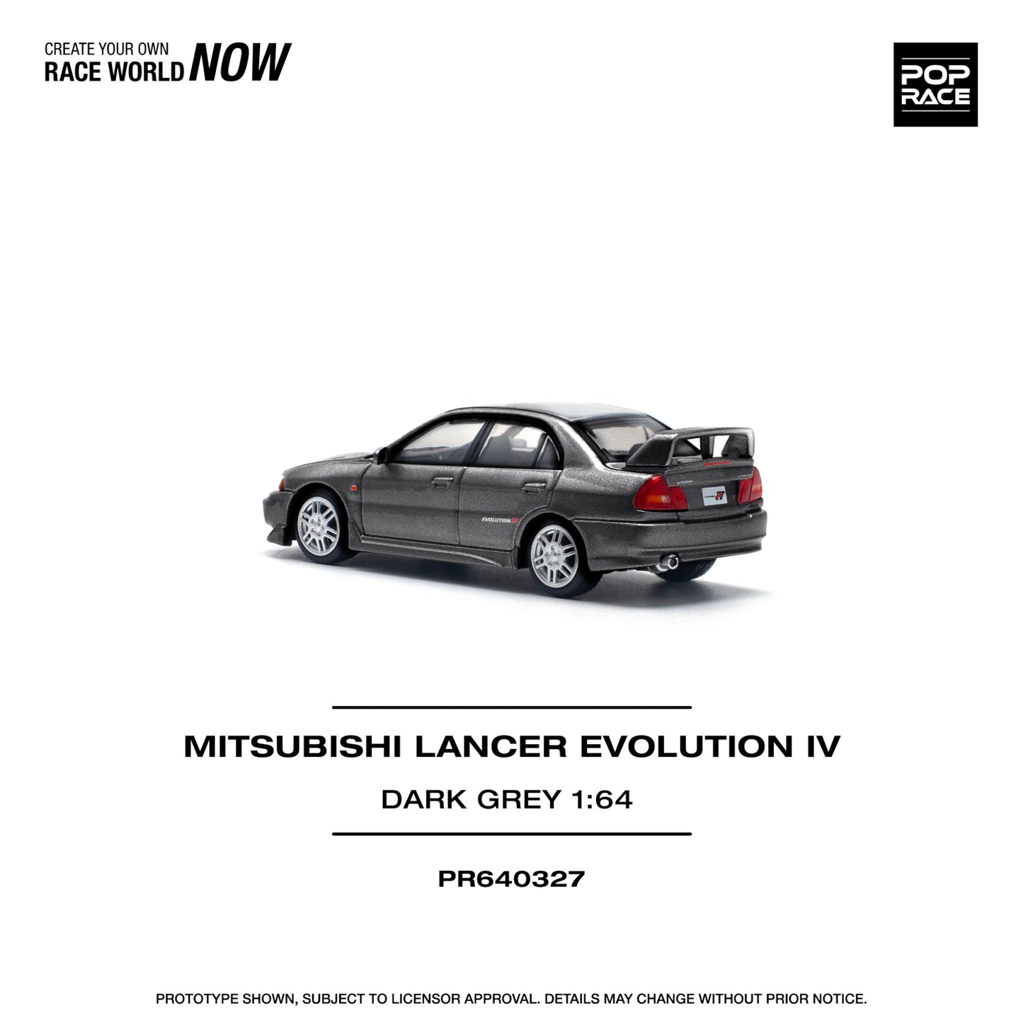 Pop Race - Pre-Order - Mitsubishi Lancer Evolution IV, dark grey - PR640327