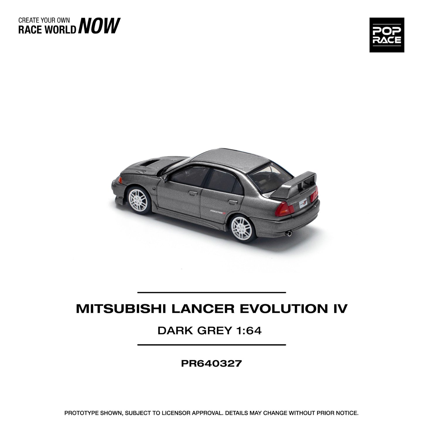 Pop Race - Pre-Order - Mitsubishi Lancer Evolution IV, dark grey - PR640327