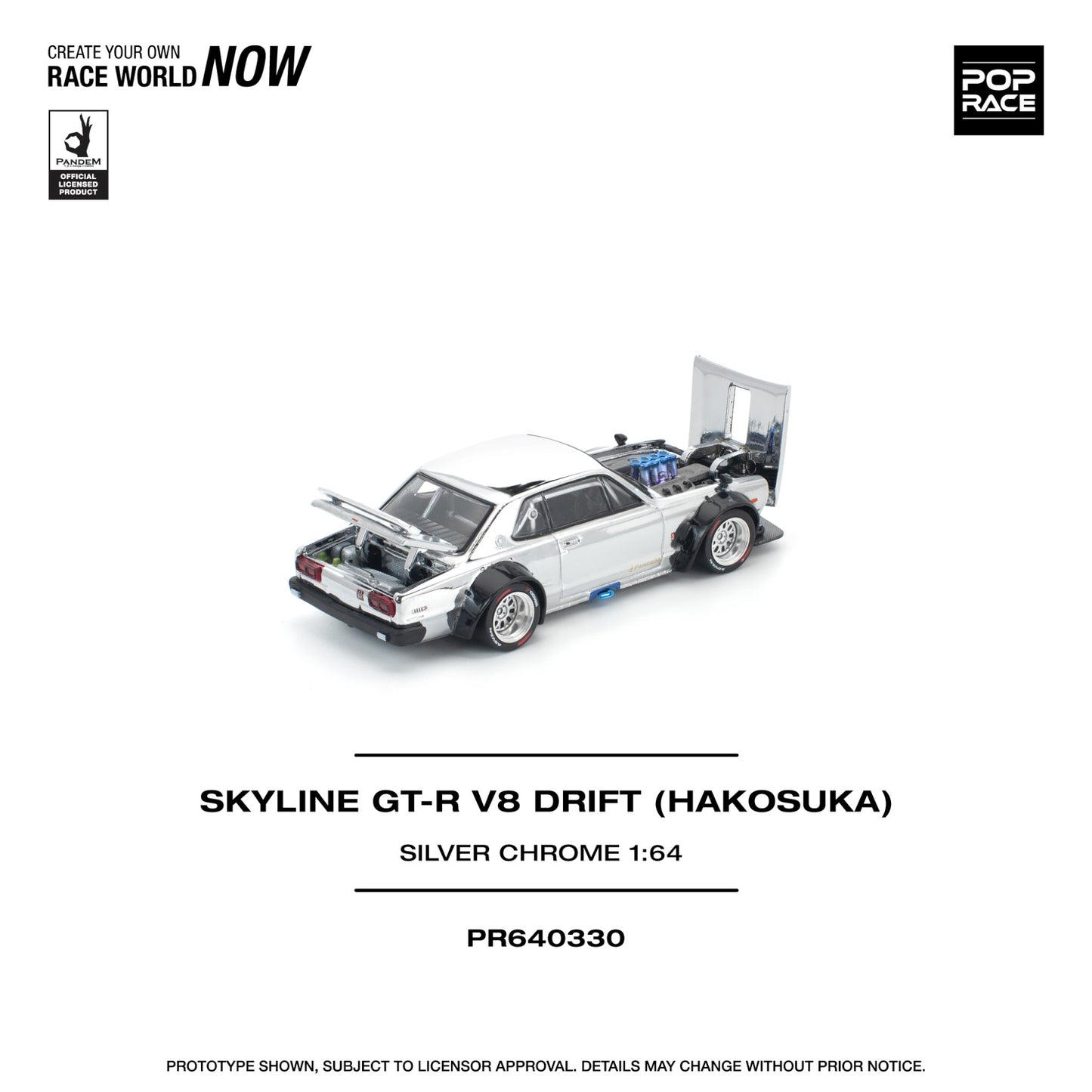 Pop Race - Pre-Order - IAM2025 Event Cars Set - Pandem Yaris raw metal & Skyline GT-R V8 Drift (Hakosuka) silver chrome