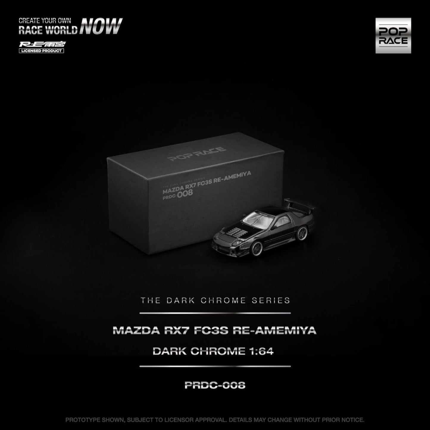 Pop Race - Pre-Order - Mazda RX7 FC3S Re-Amemiya, dark chrome - PRDC-008