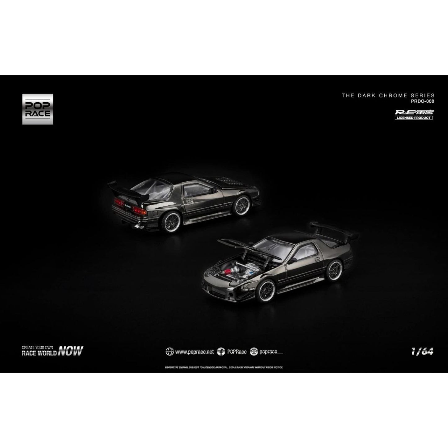 Pop Race - Pre-Order - Mazda RX7 FC3S Re-Amemiya, dark chrome - PRDC-008