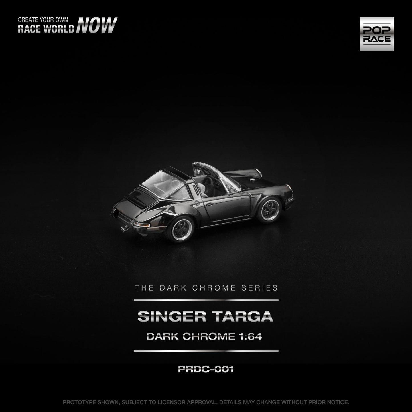 Pop Race - Pre-Order - Singer Targa, dark Chrome - The Dark Chrome Series - PRDC-001