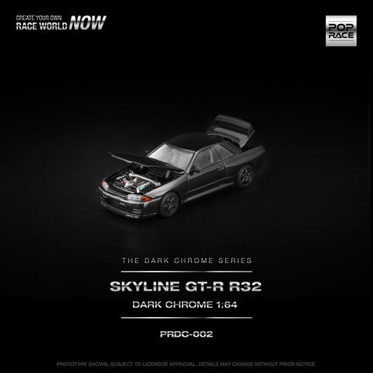 Pop Race - Pre-Order - Skyline GT-R R32, dark Chrome - The Dark Chrome Series - PRDC-002