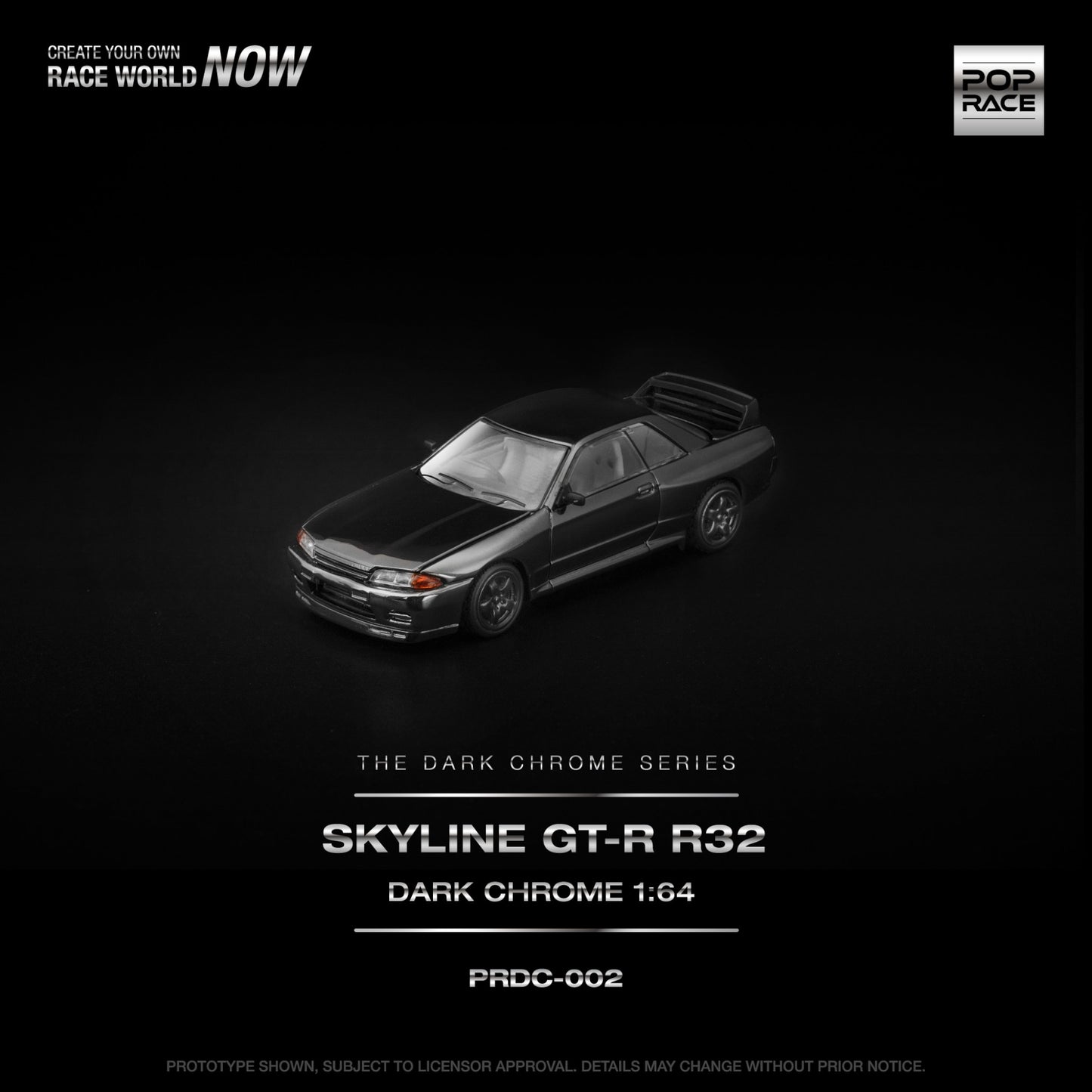 Pop Race - Pre-Order - Skyline GT-R R32, dark Chrome - The Dark Chrome Series - PRDC-002