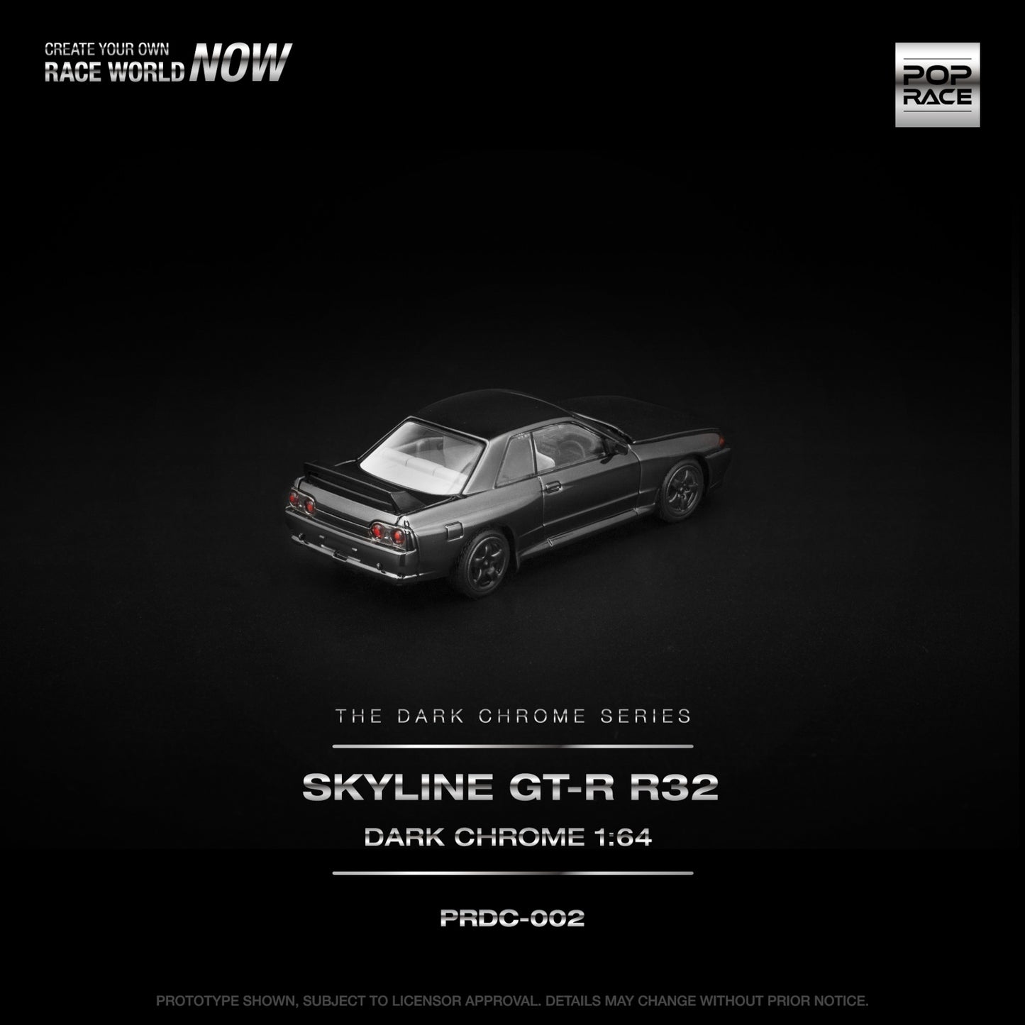 Pop Race - Pre-Order - Skyline GT-R R32, dark Chrome - The Dark Chrome Series - PRDC-002
