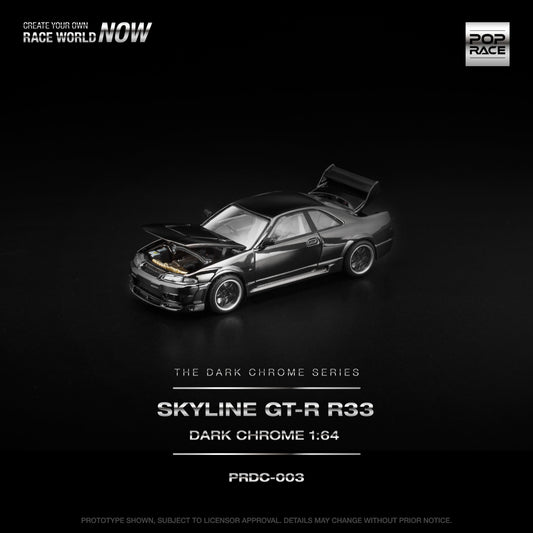 Pop Race - Pre-Order - Skyline GT-R R33, dark Chrome - The Dark Chrome Series - PRDC-003