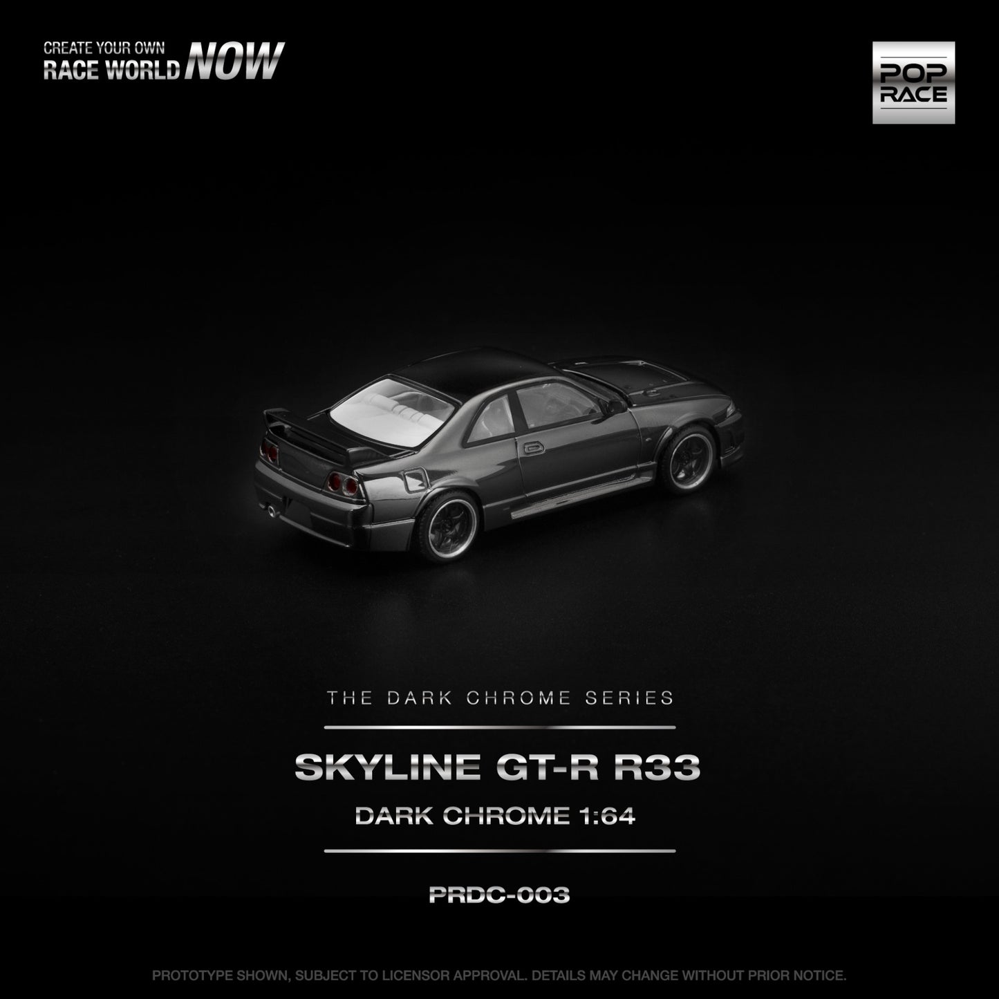Pop Race - Pre-Order - Skyline GT-R R33, dark Chrome - The Dark Chrome Series - PRDC-003