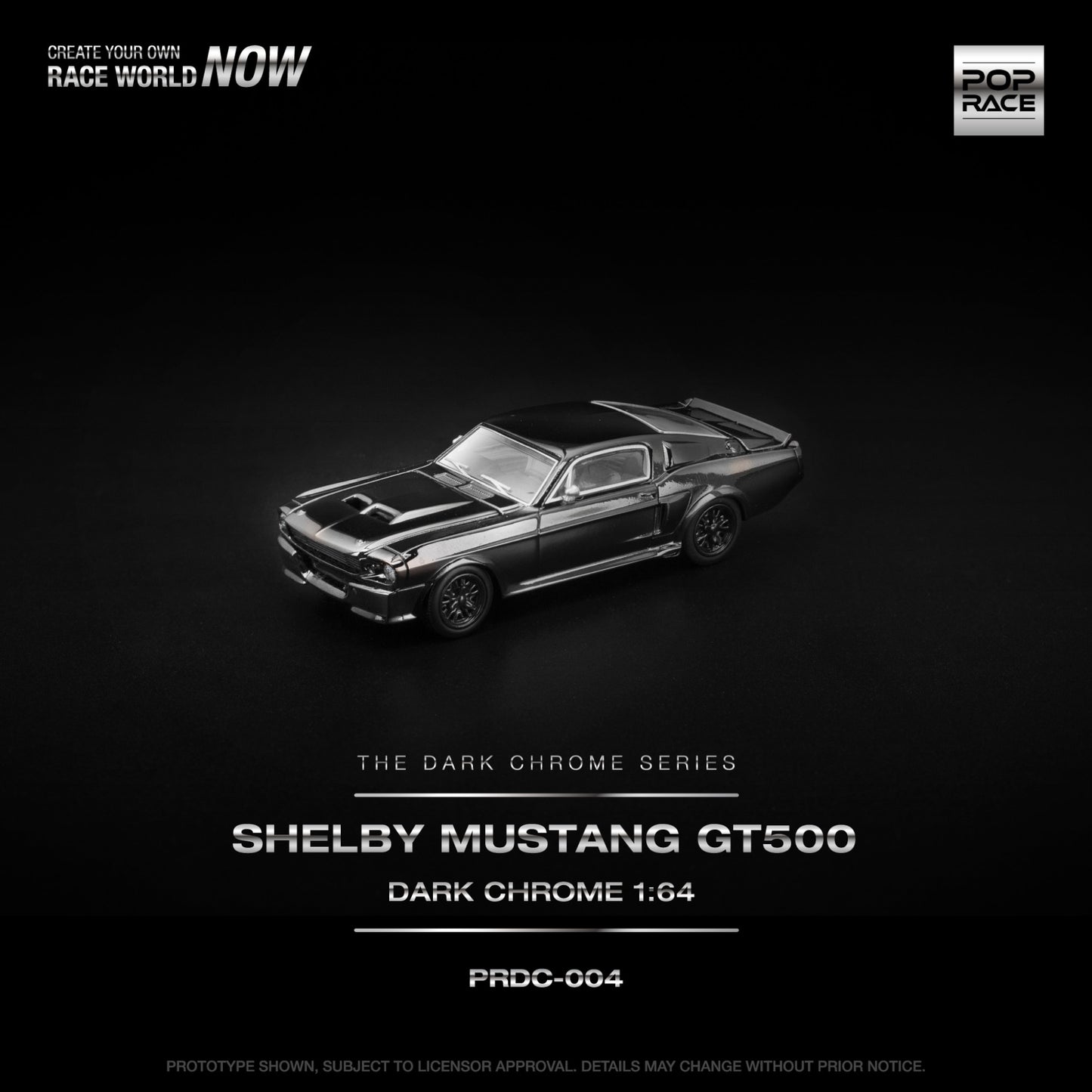 Pop Race - Pre-Order - Shelby Mustang GT500, dark Chrome - The Dark Chrome Series - PRDC-004