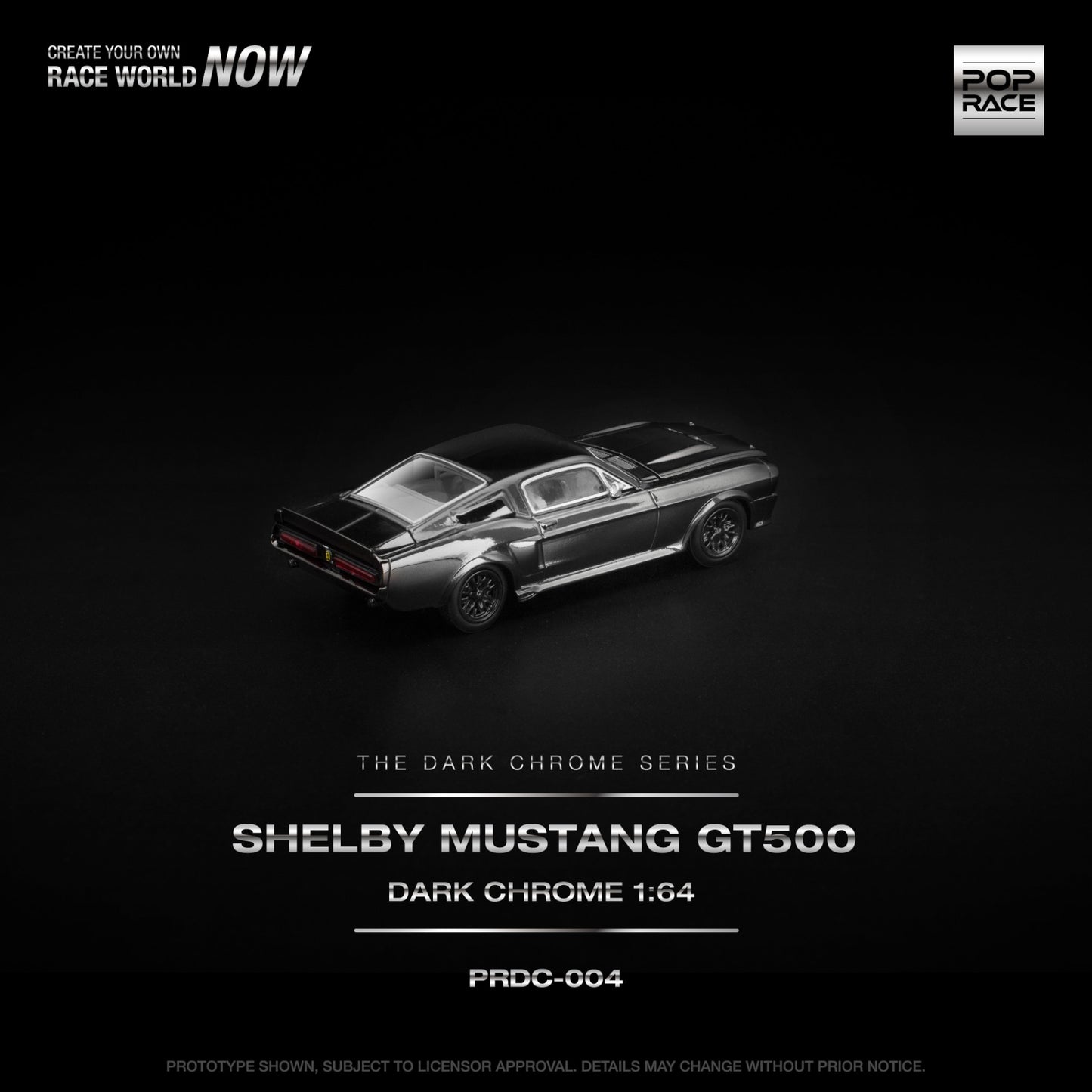 Pop Race - Pre-Order - Shelby Mustang GT500, dark Chrome - The Dark Chrome Series - PRDC-004