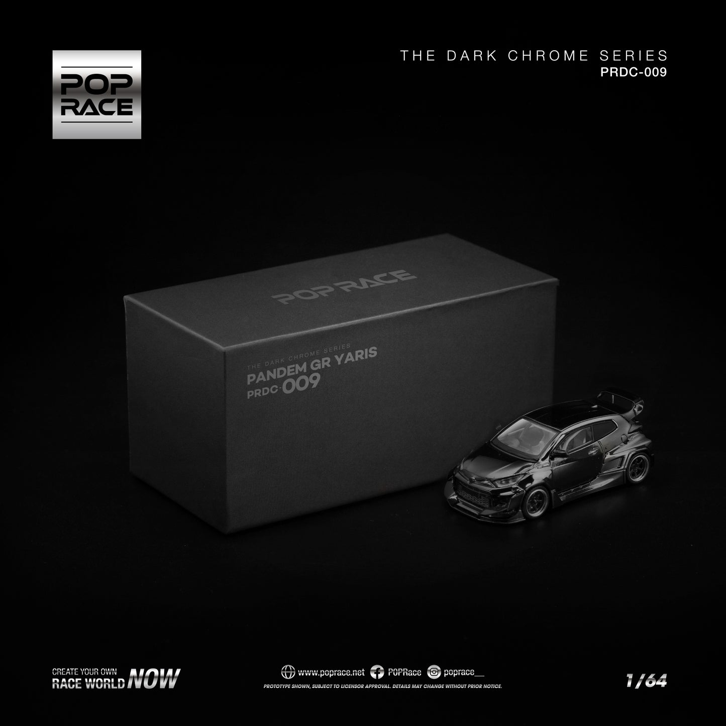 Pop Race - Pre-Order - Pandem GR Yaris *The Dark Chrome Series*, dark chrome - PRDC-009