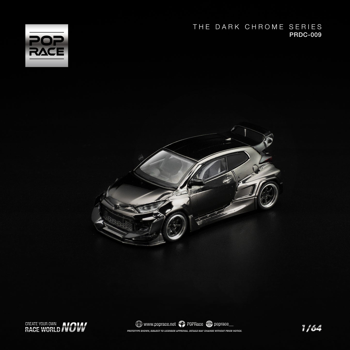 Pop Race - Pre-Order - Pandem GR Yaris *The Dark Chrome Series*, dark chrome - PRDC-009