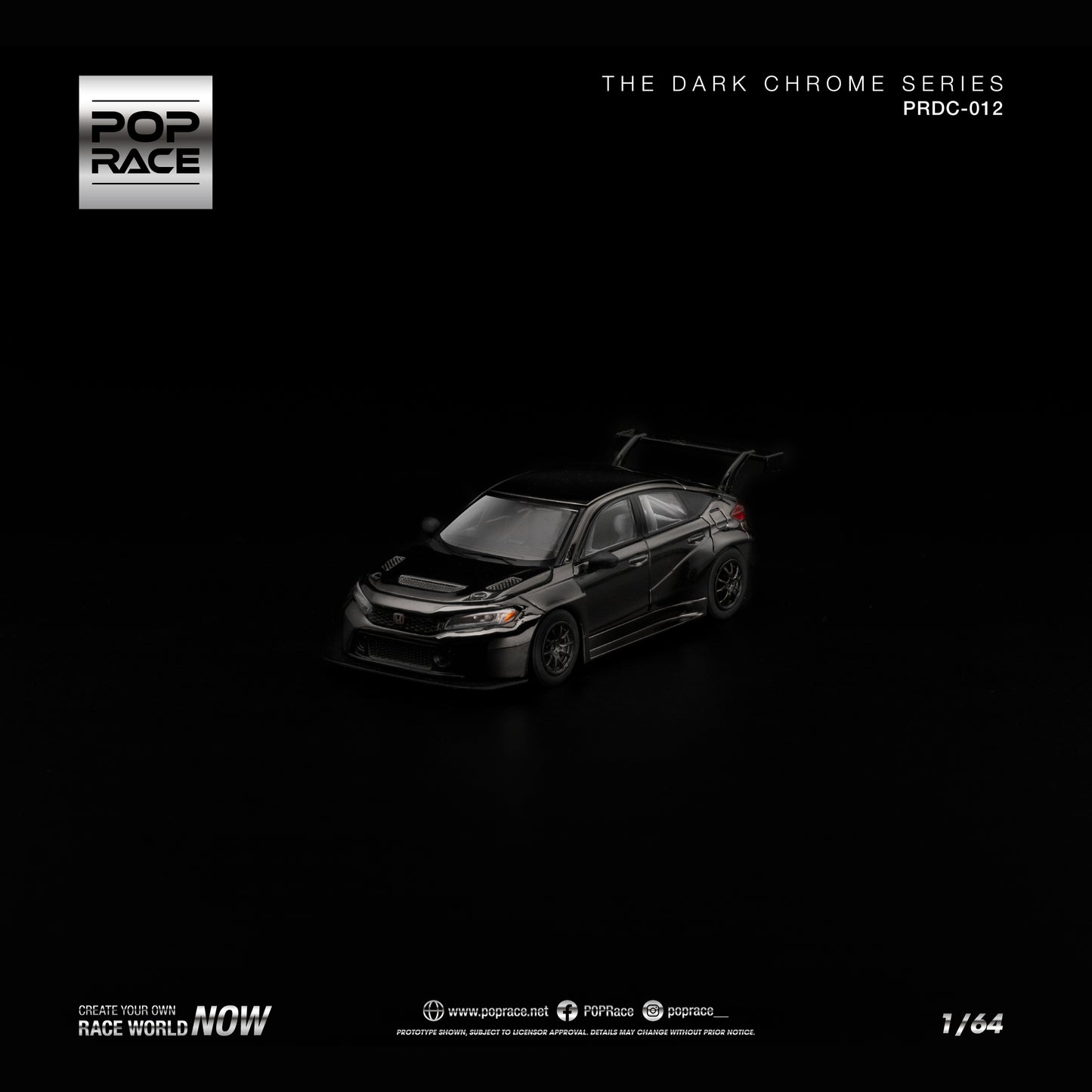 Pop Race - Pre-Order - Honda Civic FL5 TCR *The Dark Chrome Series*, dark chrome - PRDC-012