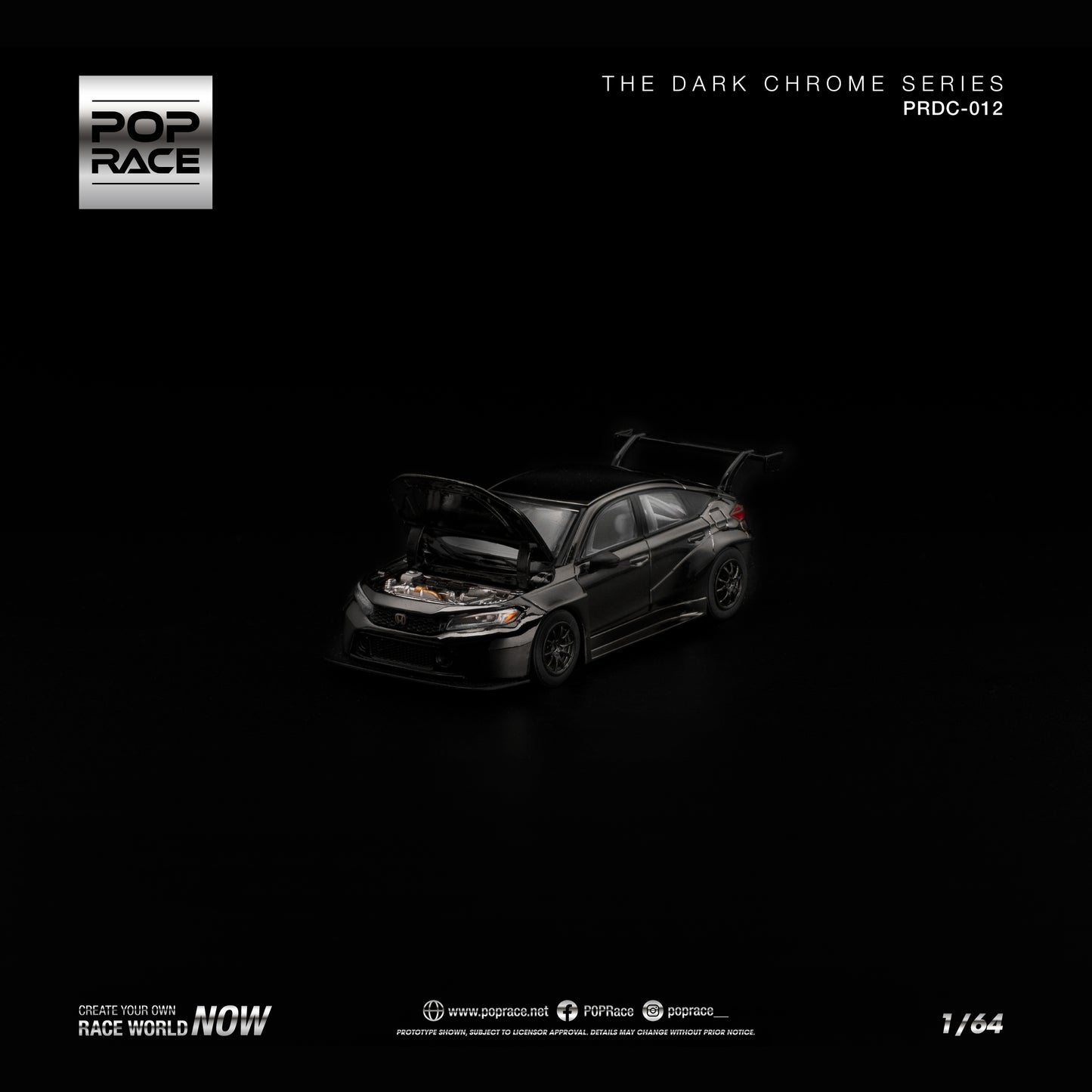 Pop Race - Pre-Order - Honda Civic FL5 TCR *The Dark Chrome Series*, dark chrome - PRDC-012