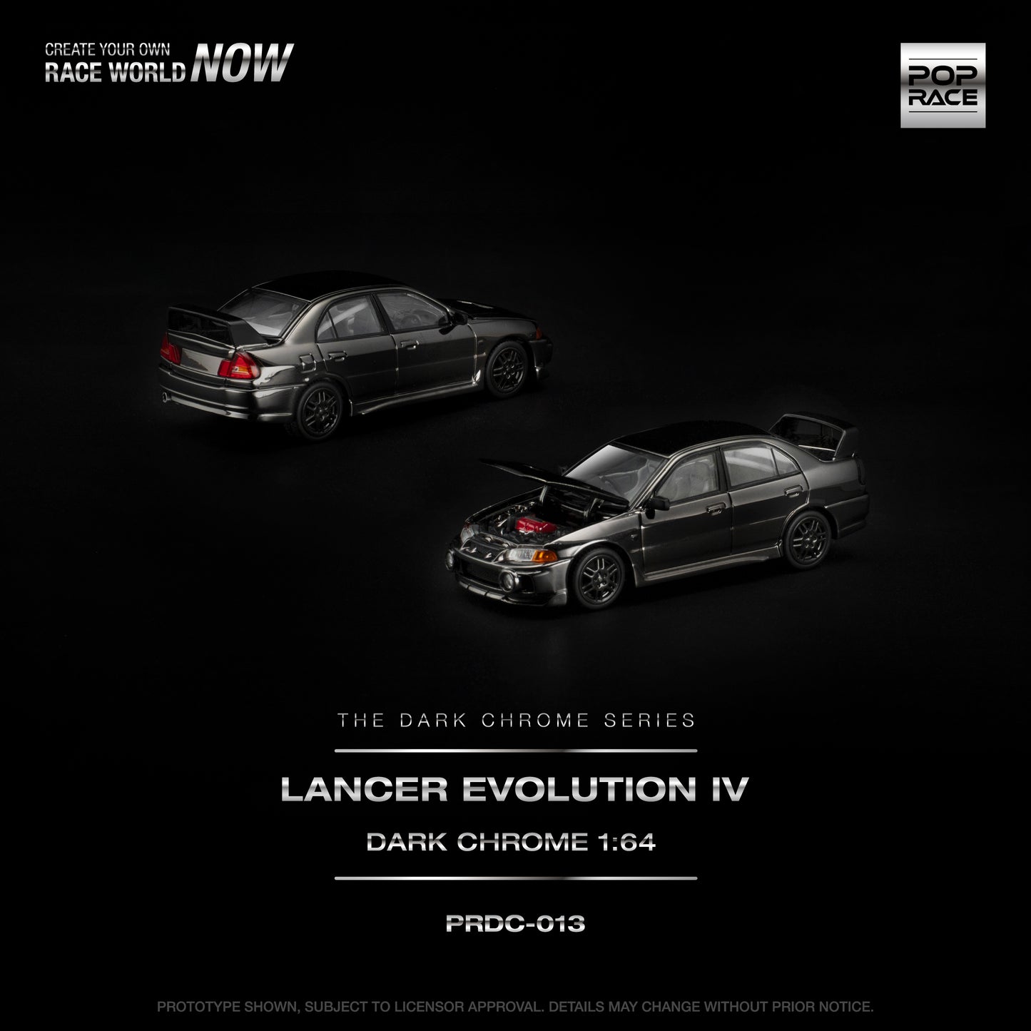 Pop Race - Pre-Order - Lancer Evolution IV, dark-chrome - PRDC013