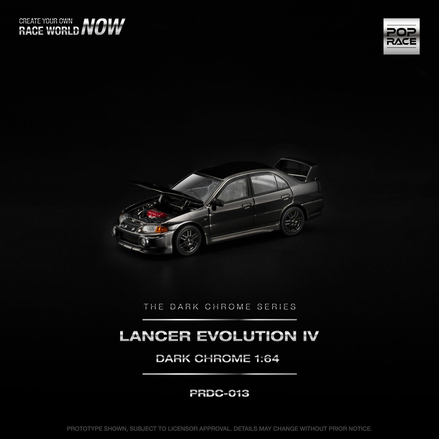 Pop Race - Pre-Order - Lancer Evolution IV, dark-chrome - PRDC013